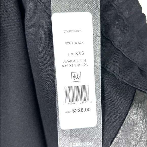 BCBG Faux Leather Trim Jogger Pants in Black – XXS - Picture 8 of 8